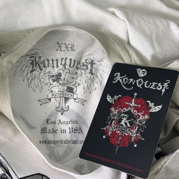 Konquest Shirt Mens XXL Eagle Skull Metallic Tee Tshirt Y2K Grunge Goth NEW 2XL - Picture 3 of 12